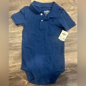 Oshkosh 18mo new with tags blue polo onesie